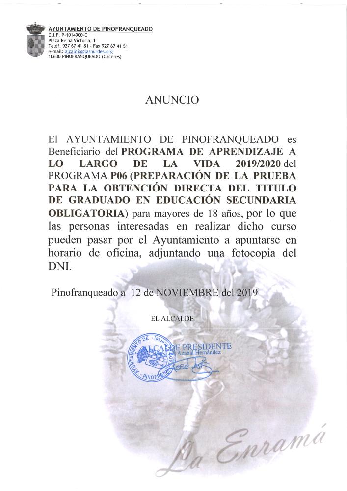 Imagen PROGRAMA APRENDIZAJE A LO LARGO DE LA VIDA 2019-2020