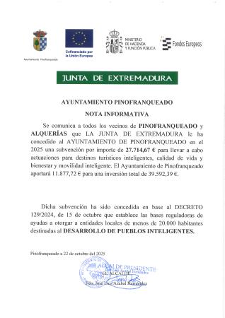 Imagen CONCESIÓN DE SUBVENCIÓN DESARROLLO PUEBLOS INTELIGENTES 2025