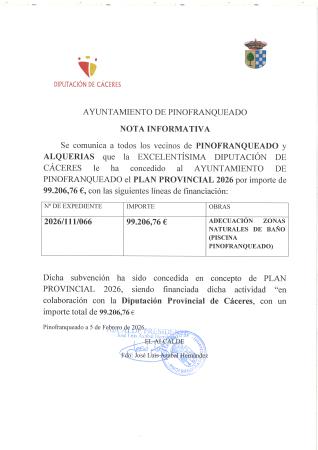 Imagen CONCESIÓN SUBVENCIÓN PLAN PROVINCIAL 2026