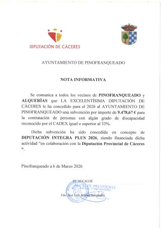 Imagen CONCESIÓN SUBVENCIÓN PLAN INTEGRA PLUS 2026