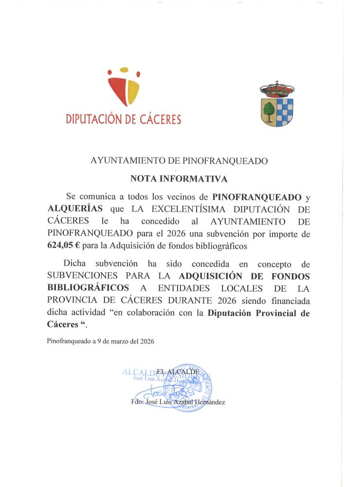 Imagen CONCESIÓN SUBVENCIÓN ADQUISICIÓN FONDOS BIBLIOGRÁFICOS 2026