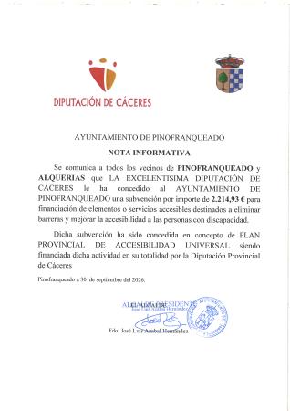 Imagen CONCESIÓN SUBVENCIÓN PLAN PROVINCIAL DE ACCESIBILIDAD UNIVERSAL 2026